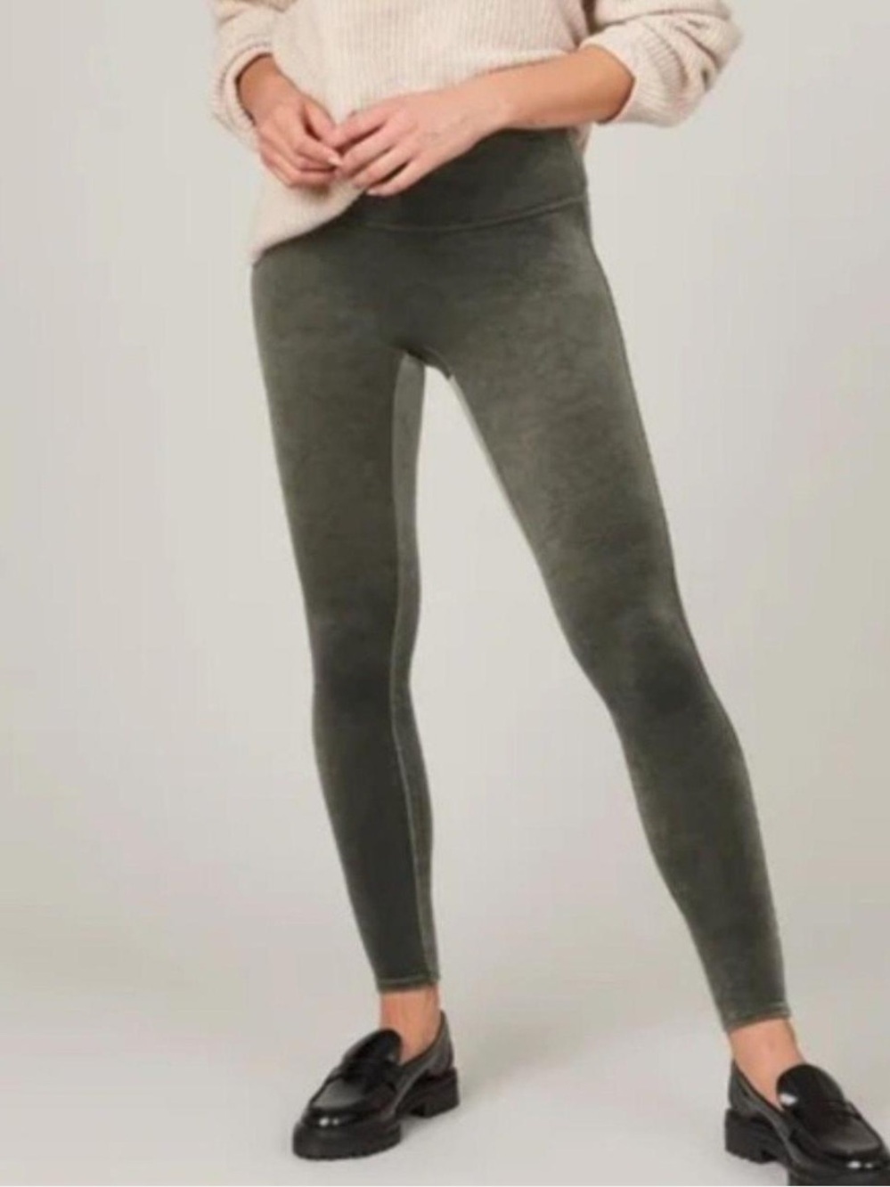 Spanx green velvet leggings xl casual soft has stretch boho whimsy fairy